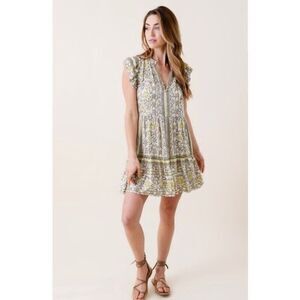 Omika Anthropologie Wilora Mini Dress Narali Lemon Women’s Size Medium $278 MSRP